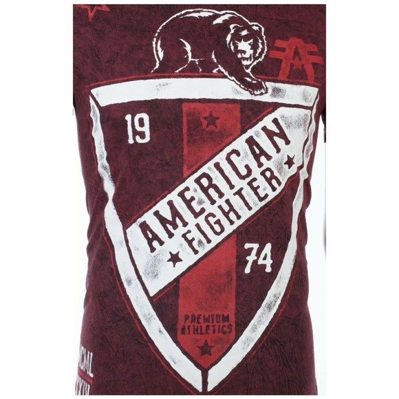 AMERICAN FIGHTER Cincinnati Burgundy Athletic Fit Mens Crewneck T-shirt L XL NWT - Picture 6 of 10